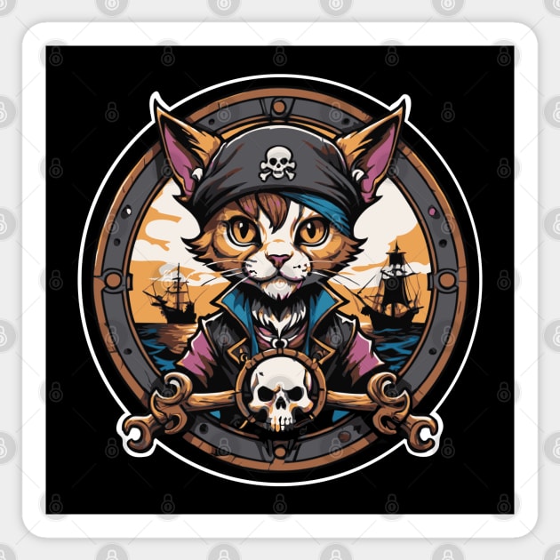 Pirate Cat Sticker by SCRAN Art